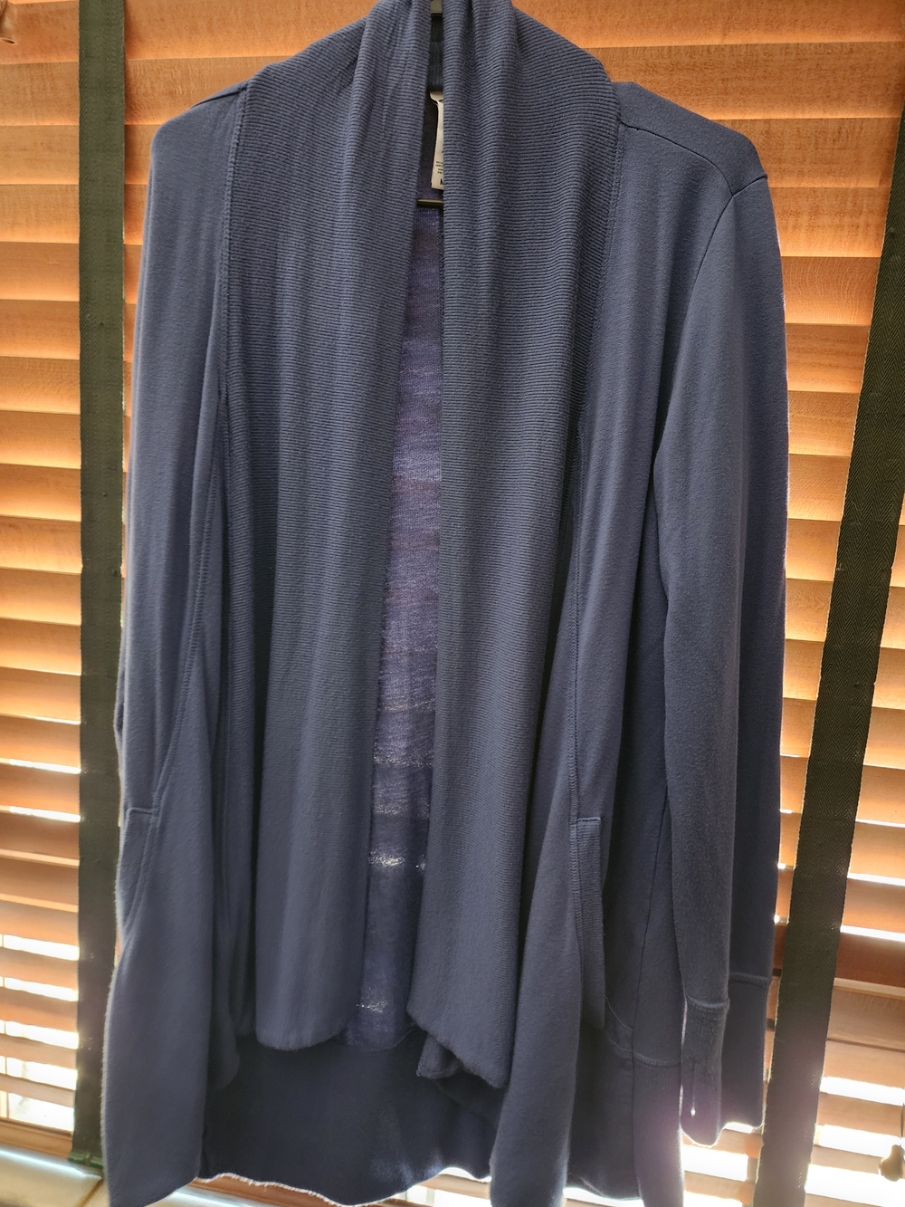 Athleta Navy Open Drape Front Cardigan